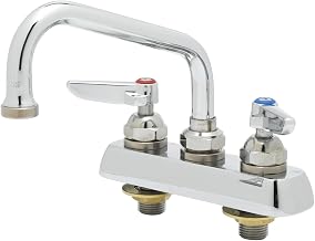 T&S Brass B-1100 Deck Mount Workboard Faucet with 3-1/2-Inch Centers, 6-Inch Swing Nozzle, Lever Handles