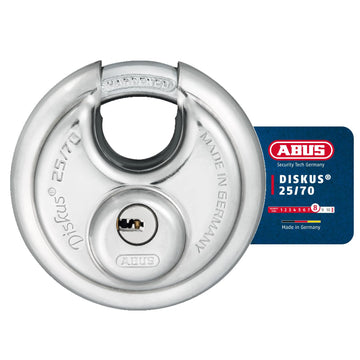 ZUB Diskus Vorhangschloss 25/ by ABUS – 90mm, Stainless Steel, Silver, Model 25/70_B