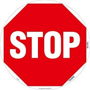 Global Industrial Floor Sign, Walk On, Stop, 17in Dia