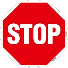 Global Industrial Floor Sign, Walk On, Stop, 17in Dia