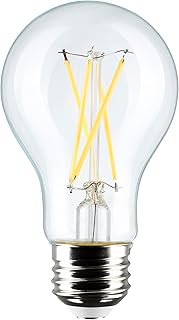 Satco S12462 8 Watt A19 LED Bulb, Clear, 2700K, Medium Base, 120 Volt, 4-Pack