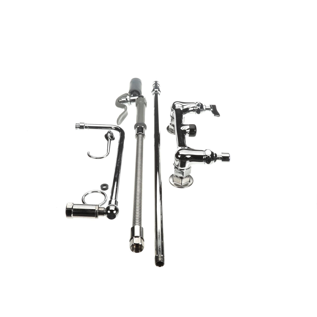 Pre-Rinse Overhead Swivel Arm Wall Mount Base with 8-Inch Centers Low Flow Spray Valve by T&S Brass – not_applicable, Brass, White, Model B-0131-C