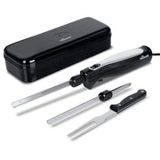 HousesAid Electric Knife Set, Two Serrated Blades with Carving Fork, Black