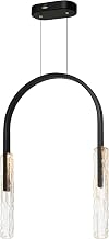 CWI Lighting Curva Integrated LED 22in Black Chandelier with Handcrafted Glass for Living Room, Kitchen, Bedroom