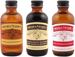 Nielsen-Massey Holiday Gifts Food Flavoring Bundle, Almond Extract, Peppermint Extract, Madagascar Bourbon Pure Vanilla Extract for Baking and Cooking, 2 Ounce Bottles