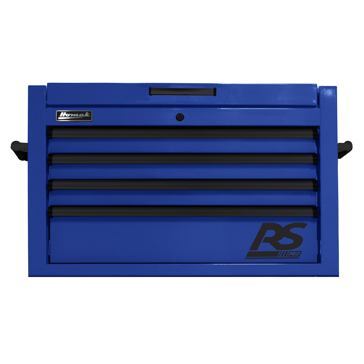 RS Pro 36in. 4-Drawer Top Chest with Outlet by Homak – 23.5"L x 35.25"W x 21.38"H, Polyvinyl Chloride, Blue