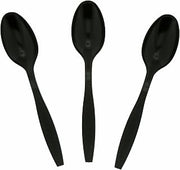 AmerCareRoyal Heavy Weight Unwrapped Disposable Polypropylene Plastic Teaspoons for Restaurants and Catering, Black, Pack of 1000