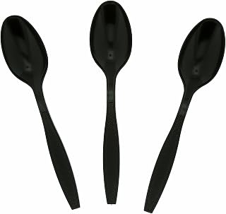AmerCareRoyal Heavy Weight Unwrapped Disposable Polypropylene Plastic Teaspoons for Restaurants and Catering, Black, Pack of 1000