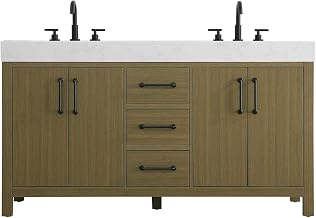Elegant Kitchen and Bath 60" Double Bathroom Vanity in Chestnut Brown
