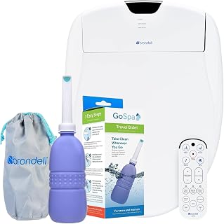 Brondell Smart Bidet Toilet Seat S1400-RW, Round, White, Wireless Remote + Portable Travel Bidet GoSpa GS-70 Bundle