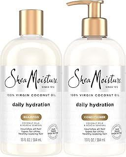 Shea Moisture SheaMoisture Coconut Shampoo & Conditioner Set, Daily Hydration, 13 Oz Ea | Anti-Frizz Hair Products with Hydrating Coconut Milk & Acacia Senegal | Nourishes All Hair Types, Including Wavy & Curly Hair