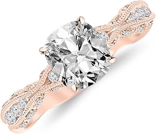 1.25 Ctw 14K White Gold Channel Set Eternity Curving GIA Certified Diamond Engagement Ring Cushion Cut (1 Ct D Color SI1 Clarity Center Stone)