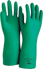 Ansell 37-175-9 Sol-Vex Unsupported Nitrile Gloves, Straight Cuff, Flock Lined, Size 9, Green (Pack of 12)