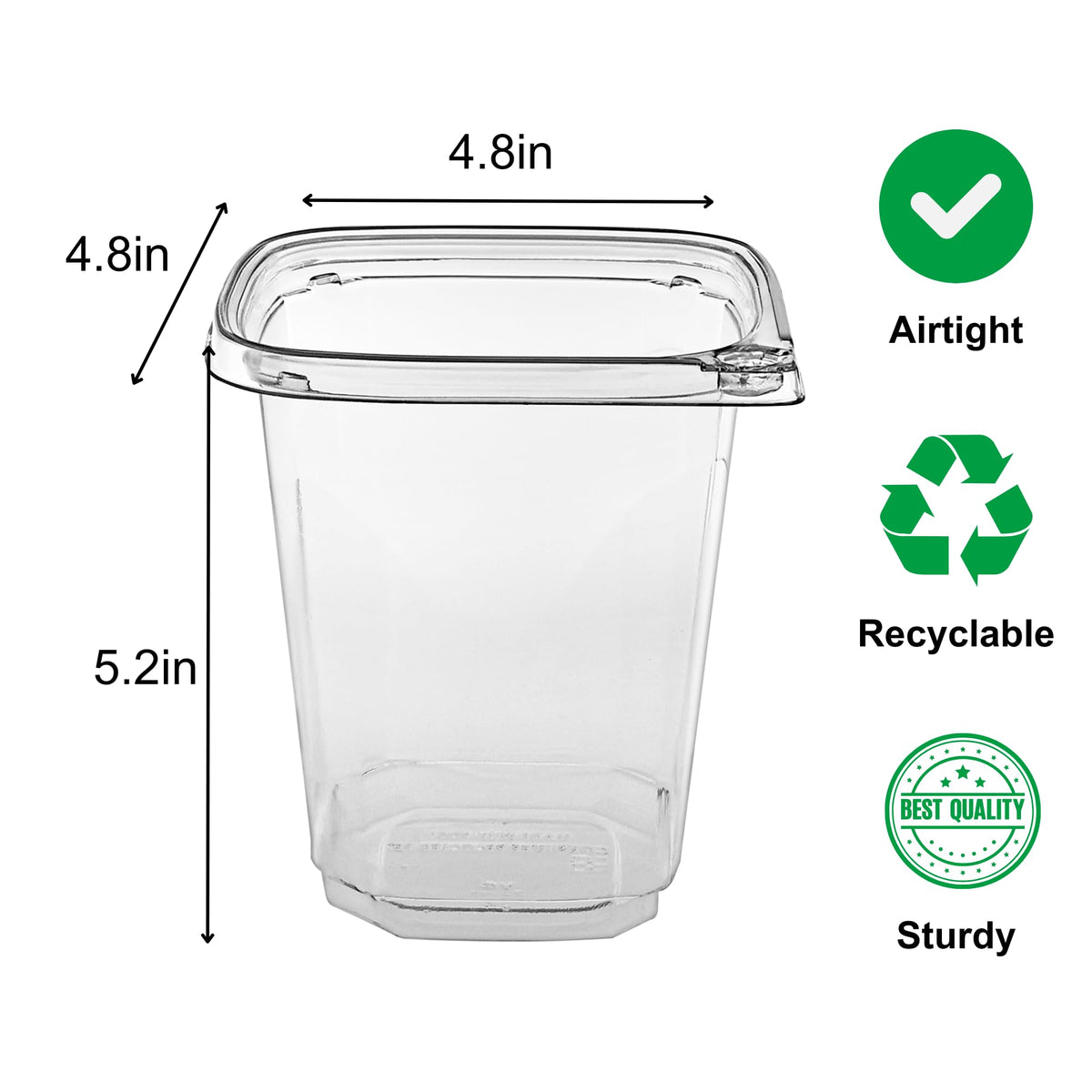 BUT-N-LOC 32 oz Tamper Evident Square Deli Container - Lids Sold Separately - for Accessories – Lego, Candy, Cookie, Dessert, Snack, Fruit, togo box (Case of 500)