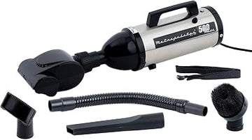 METROVAC Evolution Hand Vacuum - 120V, 504W, All-Steel Construction, Dry Pickup for Easy Cleanups in Home, Office, Car - Satin Nickel/Black
