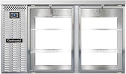 BBC59-SS-GD-PT Two Section Glass Door Refrigerated Pass-Thru Back Bar Cooler, 59" W x 34-3/4"H, Stainless Steel Exterior