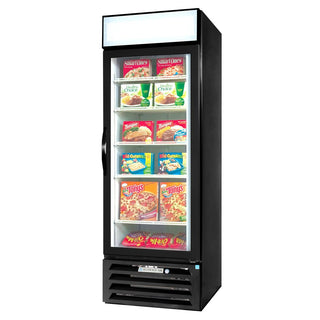 Beverage-Air MMF27-1-B-LED MarketMax 30" One Section Glass Door Reach-In Merchandiser Freezer with LED Lighting 27 cu.ft. Capacity Black Exterior and Bottom Mounted by Beverage