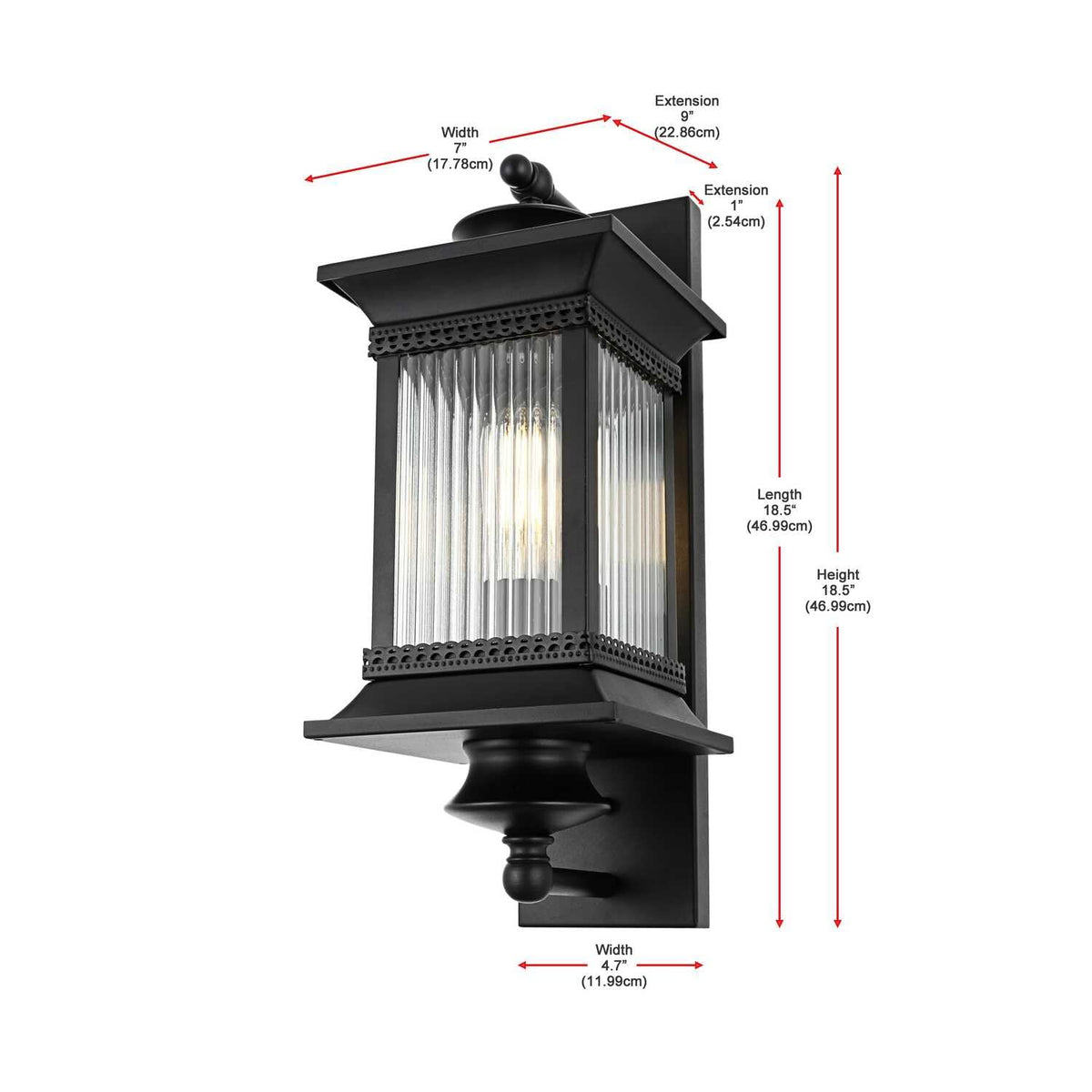 Collins One Light Outdoor Wall Sconce Black by Lighting Design – Iron, Black, Model OD316W19BK