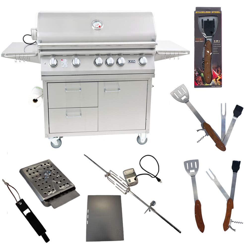 40-Inch Liquid Propane Grill on Cart L90000 with Exclusive Best of Backyard Gourmet Package by Lion Premium Grills – Stainless Steel, Model 7bf645ad-22ba-4b31-b906-e630db436af1