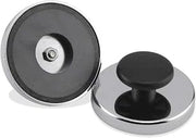 Master Magnetics Ceramic Round Base Magnets HMKR-80 with Knob 95 Lbs. Nickel |Chrome Plating, Lot of 8