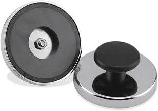 Master Magnetics Ceramic Round Base Magnets HMKR-80 with Knob 95 Lbs. Nickel |Chrome Plating, Lot of 8