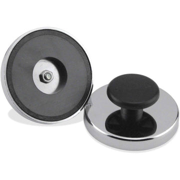 Ceramic Round Base Magnets with Knob 95 Lbs. Nickel |Chrome Plating by Master Magnetics – Nickel | Chrome Plating, Model HMKR-80