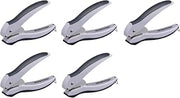 Pack of 5, Bostitch Office EZ Squeeze One-Hole Punch, 10 Sheet Capacity, Lightweight, Gray/Blue (2402)
