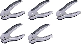 Pack of 5, Bostitch Office EZ Squeeze One-Hole Punch, 10 Sheet Capacity, Lightweight, Gray/Blue (2402)