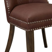 Fabric-Upholstered Parsons Dining Chair with Wood Legs by Furnifact – Wood, Burgundy, Pack of 2