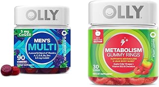 OLLY Men's Multivitamin Gummy, Overall Health and Immune Support & Metabolism Gummy Rings, Apple Cider Vinegar, Vitamin B12, Chromium