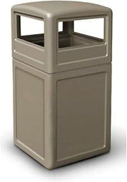 DCI Marketing Commercial Zone Products 73290299 42-Gallon Square Waste Container with Dome Lid Beige