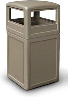 DCI Marketing Commercial Zone Products 73290299 42-Gallon Square Waste Container with Dome Lid Beige