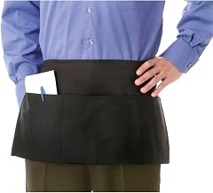 Waist Apron, Polyspun, 12 x 24", 3 Pocket, Black