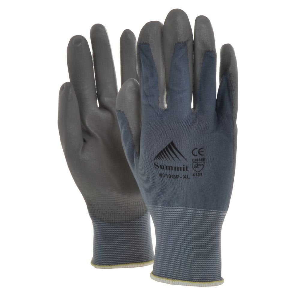 GripTech Grey Knit Work Gloves with Polyurethane Coating - Extra Large by SUMMIT GLOVE INCORPORATED – X-Large, Knit, Grey, Pack of 24, Model 310GP-XL