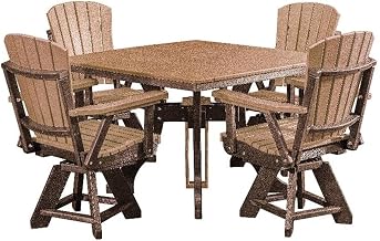 American Furniture Classics Model DS130CTB-K Five Piece Square Dining Height Dining Set in Cedar with a Tudor Brown Base, Made in The USA