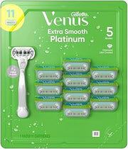 Venus Platinum Extra Smooth Metal Handle Women's Razor, 1 Handle + 11 Refills