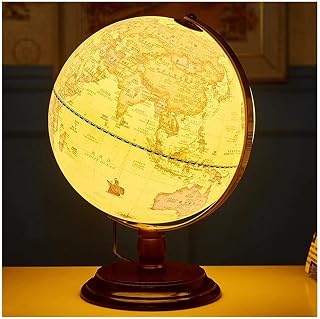 Practical Globe 25cm Large World Globe Warm Light Lamp Geographic Globes Antique Educational Globe for Shelf Desktop Display Beautifully Decor