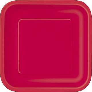 Unique Party Ruby Red Solid Round Dinner Paper Plates - 9" (Pack of 14) - Durable & Eco-Friendly Disposable Tableware - Perfect for Parties & Celebrations