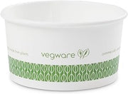 Vegware Compostable 6oz PLA Lined Paper Food Bowls, Case of 1000, Disposable, White Round Ice Cream or Soup Containers, Renewable Plant-Based, 90-Series Lids Available