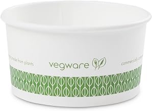Vegware Compostable 6oz PLA Lined Paper Food Bowls, Case of 1000, Disposable, White Round Ice Cream or Soup Containers, Renewable Plant-Based, 90-Series Lids Available