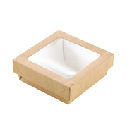 PacknWood 210KRAYB115- charcuterie box- brown cookie boxes with window- Boxes with PET Window Lid - 12oz 3.9 x 3.9 x 1.6in - 