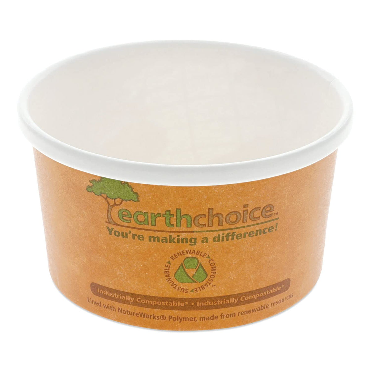 EarthChoice PLA Paper Orange Small Compostable Lined Hot Soup Cup by PACTIV – 8.0 ounces, Paper, Model PHSC8ECDI