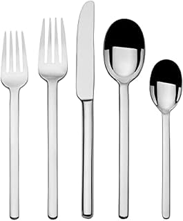 Mikasa Zena 20-Piece Flatware Set, Service for 4, 18/0 Stainless Steel Silverware Set with Dinner Forks, Salad Forks, Knives, Dinner Spoons and Teaspoons, Dishwasher Safe