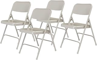 National Public Seating Steel Portable Folding Chairs 200 Series Premium Heavy-Duty Foldable Chairs for Indoor & Outdoor, Set of 4 – Comfortable, Durable, Institutional-Grade, Grey