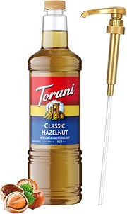 Torani Classic Hazelnut Syrup 1L with Pump Coffee Flavoring for Lattes & More