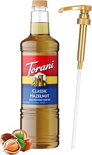 Torani Classic Hazelnut Syrup 1L with Pump Coffee Flavoring for Lattes & More