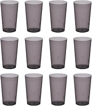 Thunder Group PLTHTB016GRY-12S Tumblers, 470ml 16oz, Set of 12, Commercial Use, Break-Resistant, Dishwasher Safe, Non-Stick Plastic Cup and Glass, Lightweight