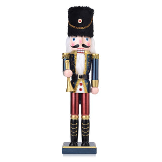 ArlinaL Wooden Nutcracker Soldier Holding Bugle, 15 Inch, Red Gold