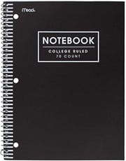 Mead One Subject Poly Notebook, College Rule, 70 Page (Black)