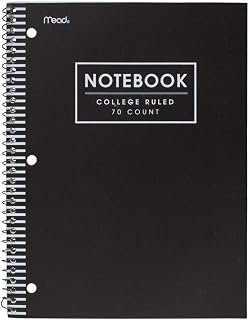 Mead One Subject Poly Notebook, College Rule, 70 Page (Black)